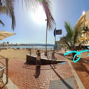 Casita Canaria Playa Beachfront Access & Lateral Ocean View With Terrace Apartamento